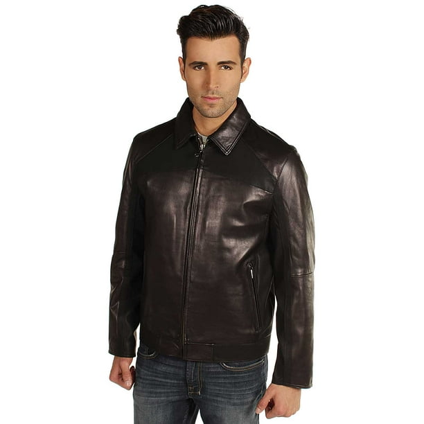 Emanuel by Emanuel Ungaro Mens Rugged Lamb-Leather Moto Jacket 